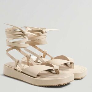 Oysho Cream Strappy Sandals
